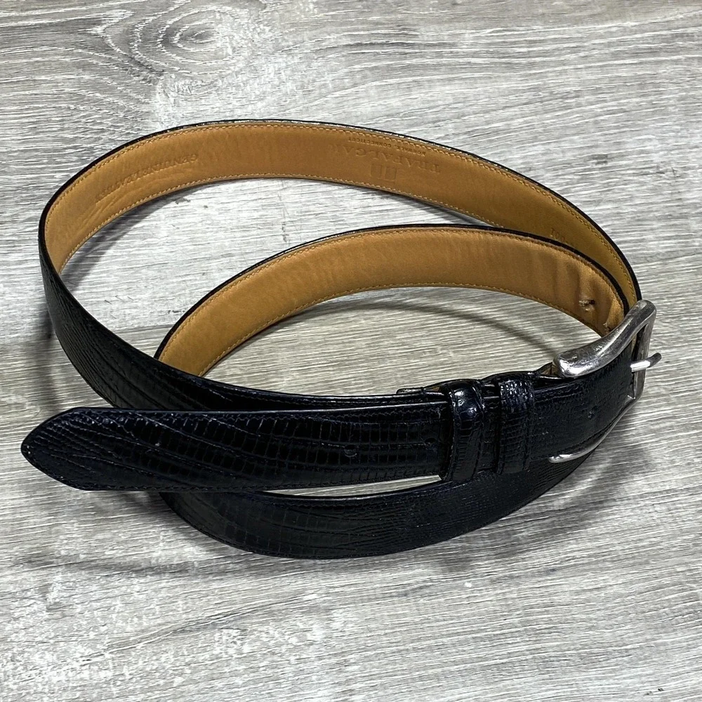 Trafalgar Belt Mens‎ 44 Black Genuine Leather Lizard Embossed Dress Classic